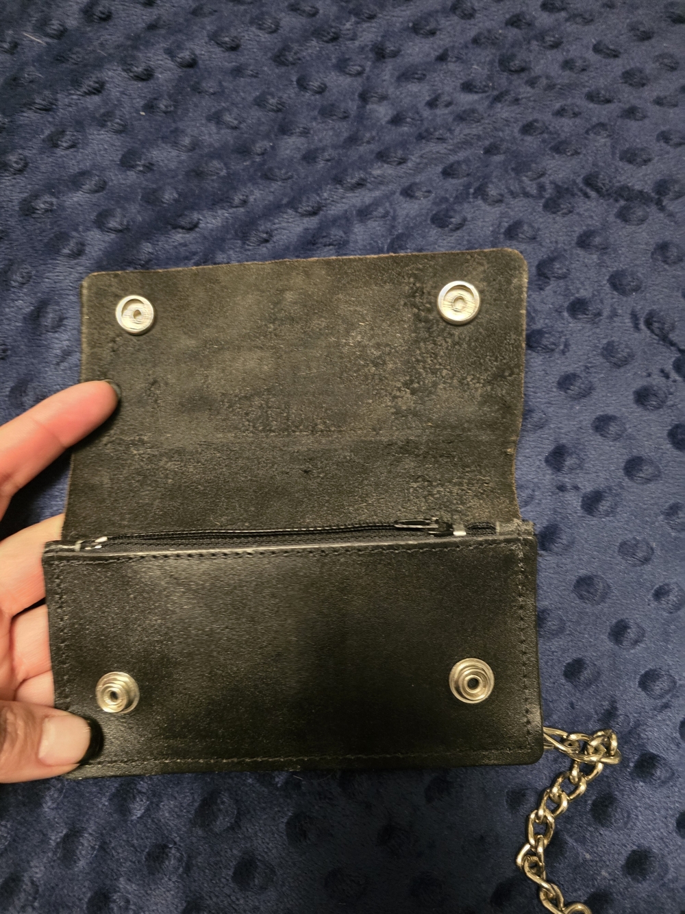 Harley-Davidson Black Leather Wallet with Orange Logo and Chain - Picture 3 of 3